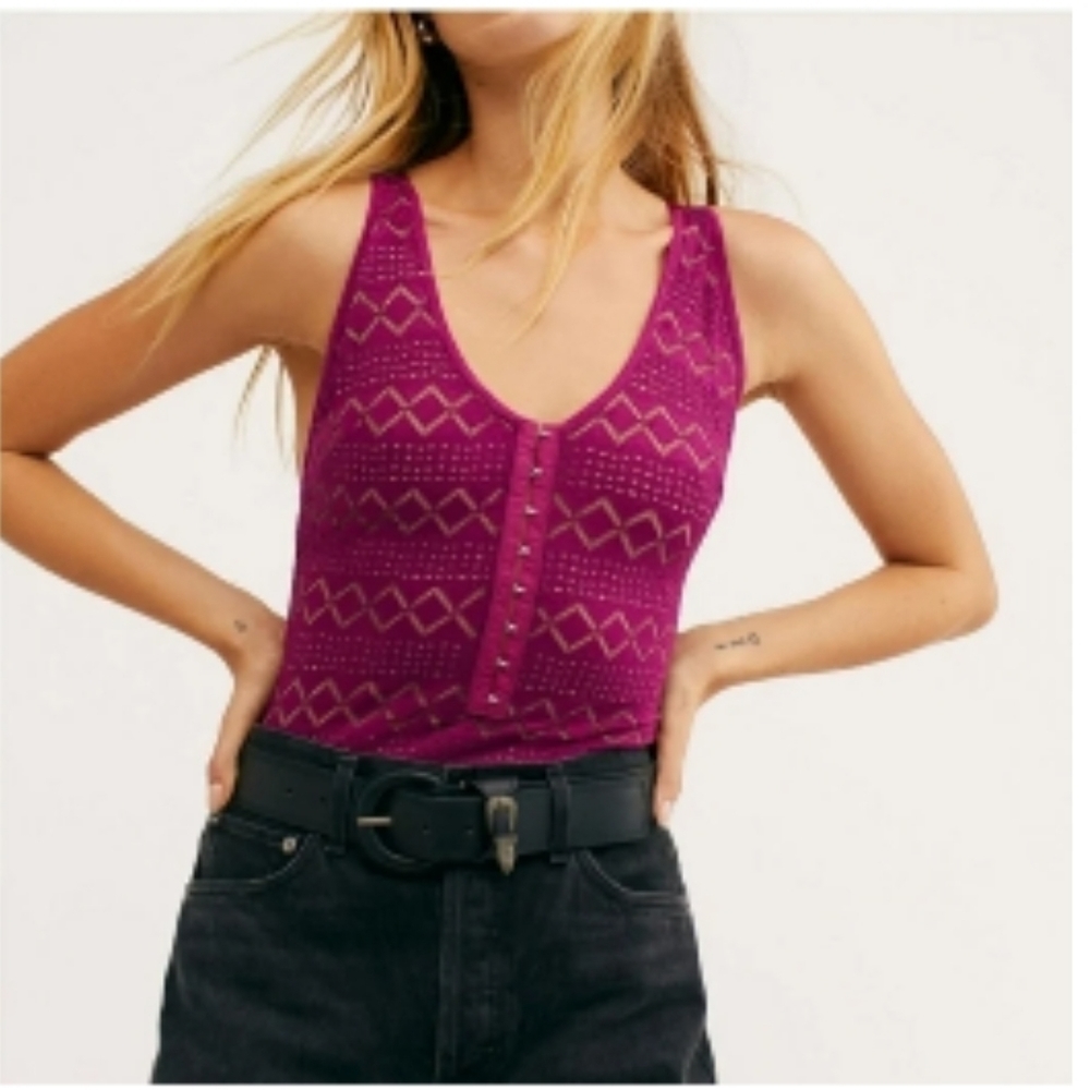 NWOT Free People Myrtle Magenta bodysuit size small